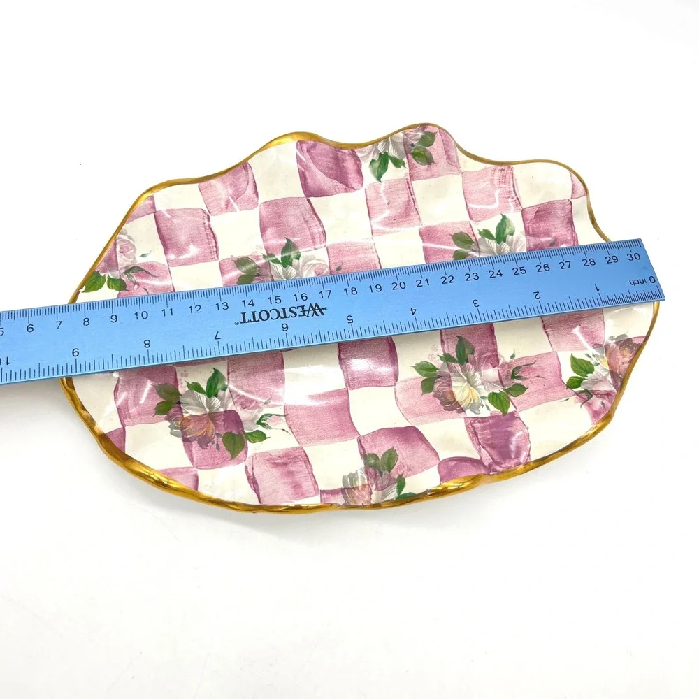 Retired MacKenzie-Childs Rose Petal Salt Pepper‎ Shakers with Tray Pink Floral
